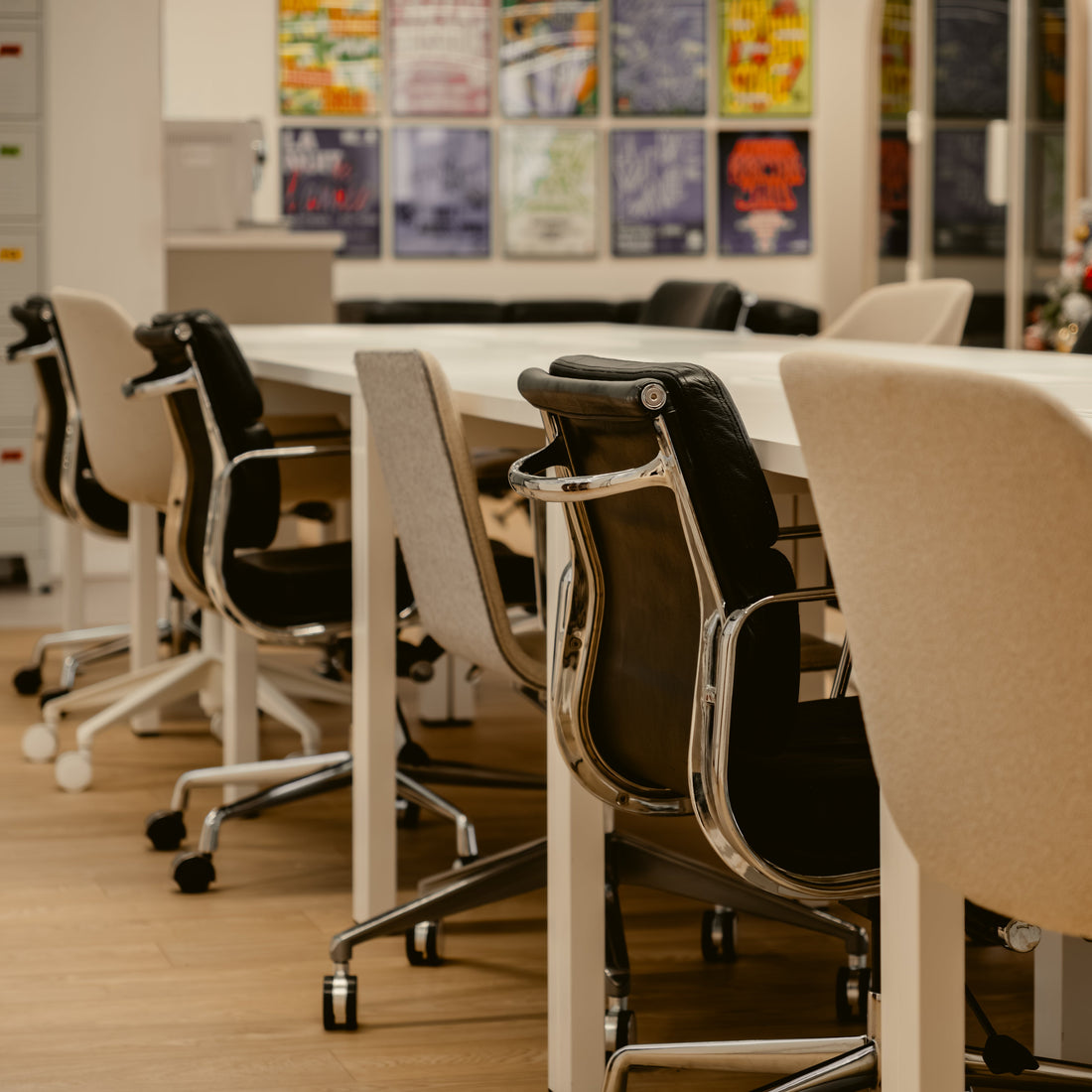 Conference room with tables, chairs