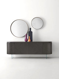 Opera Sideboard – 4 Doors – Glass Shelves & Metal Legs