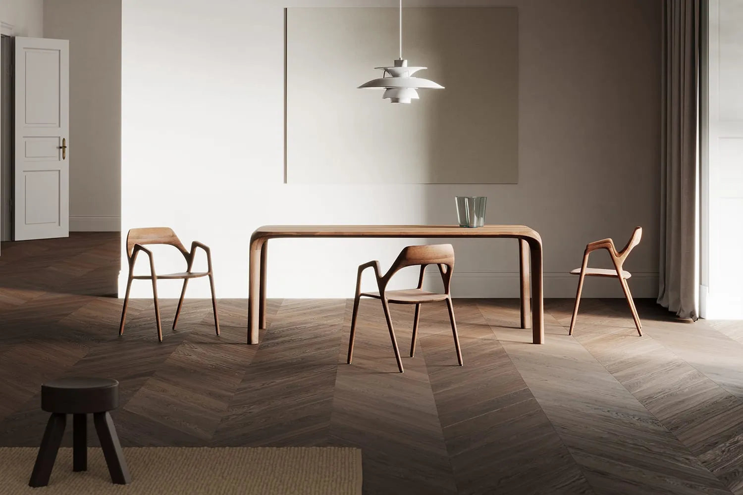 Chaise Ging avec Assise Rembourrée