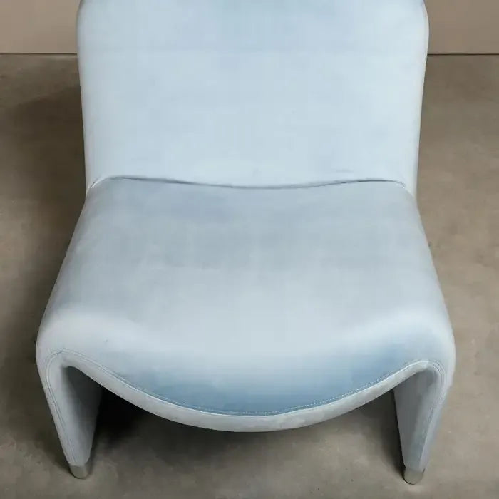 Giancarlo Piretti Alky Lounge Chair in Sky Blue Velvet