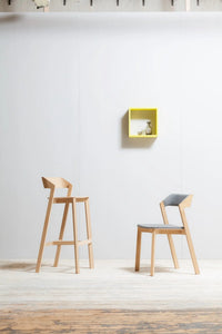 Tabouret de bar Merano - Placage/ Bois massif
