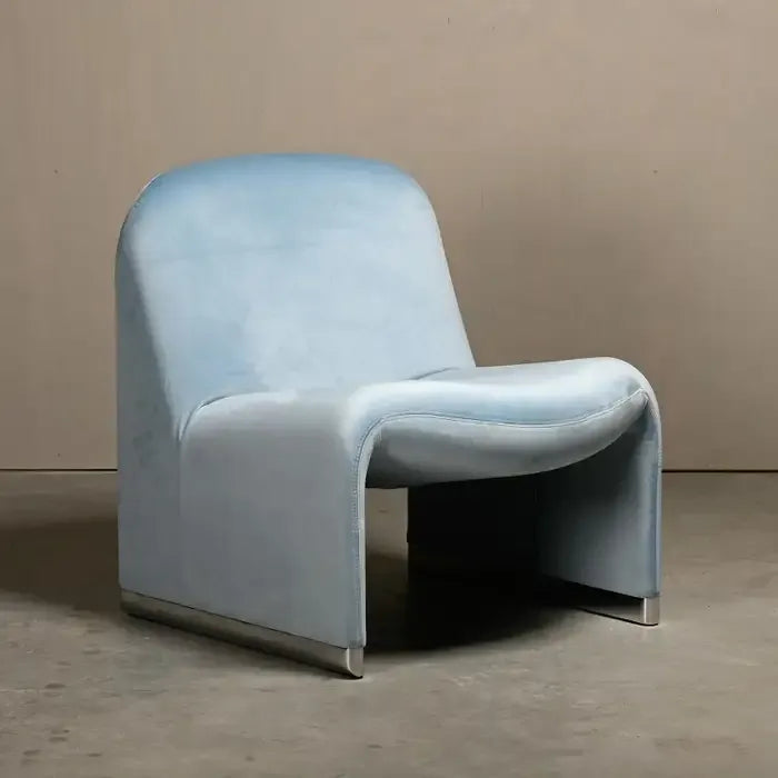 Giancarlo Piretti Alky Lounge Chair in Sky Blue Velvet