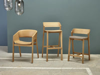 Tabouret de bar Merano - Placage/ Bois massif