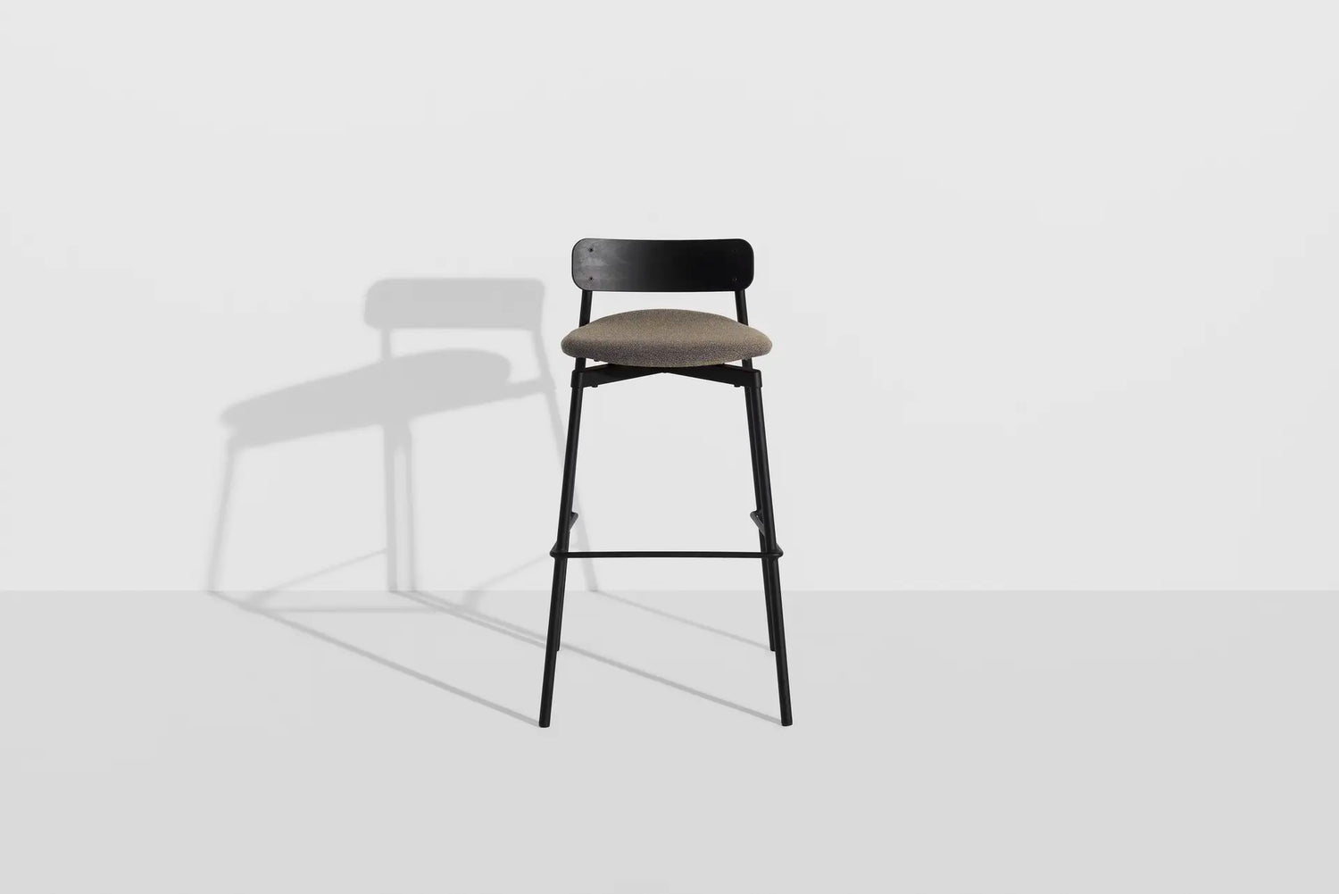 Fromme Wood High Stool 75 cm Fabric Upholstered