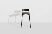 Fromme Wood High Stool 75 cm Fabric Upholstered