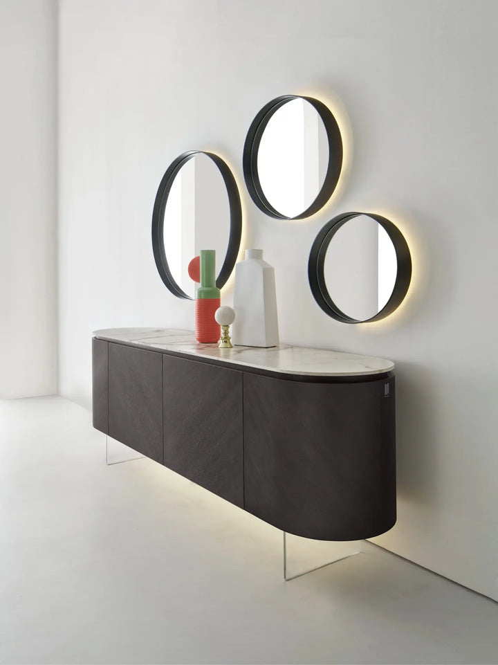 Opera Sideboard – 4 Doors – Glass Shelves & Legs