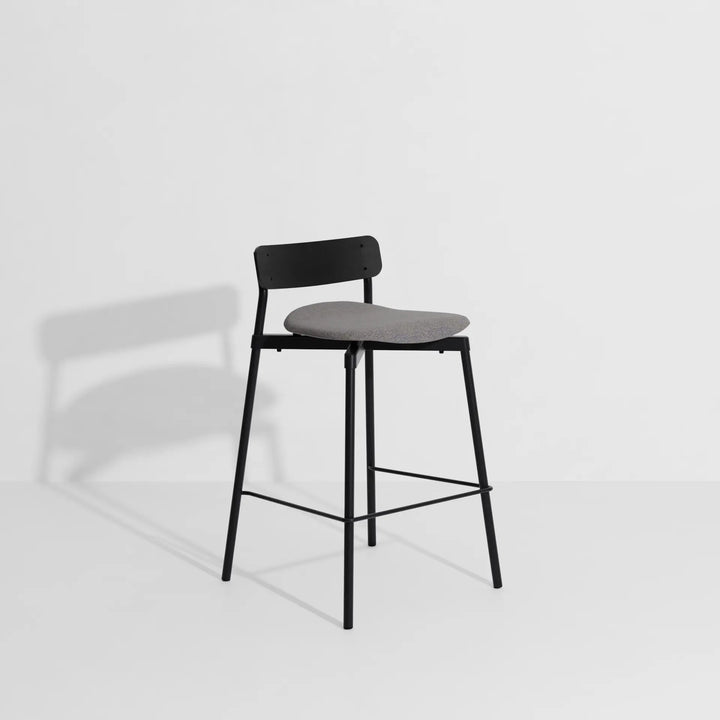 Fromme Wood High Stool 65 cm Fabric Upholstered