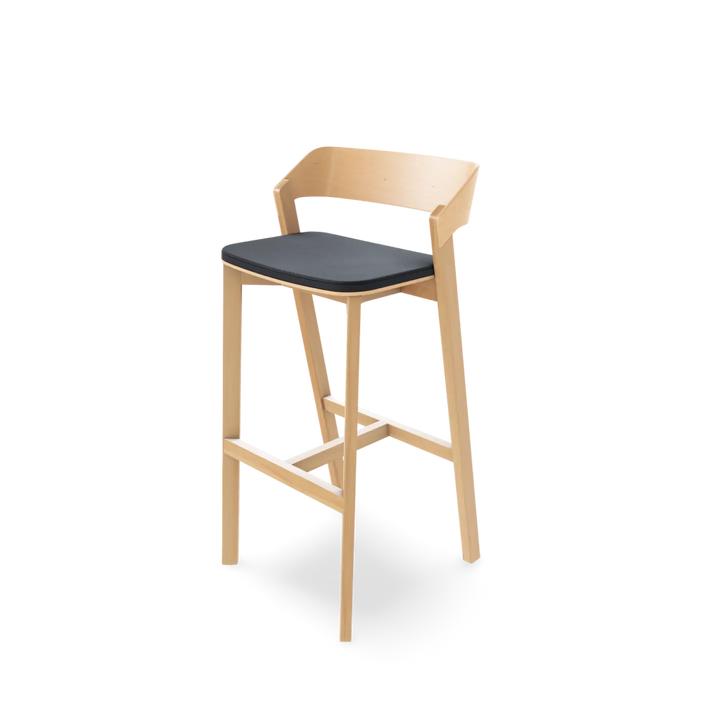 Tabouret de bar Merano - Placage/bois massif et assise tapissée