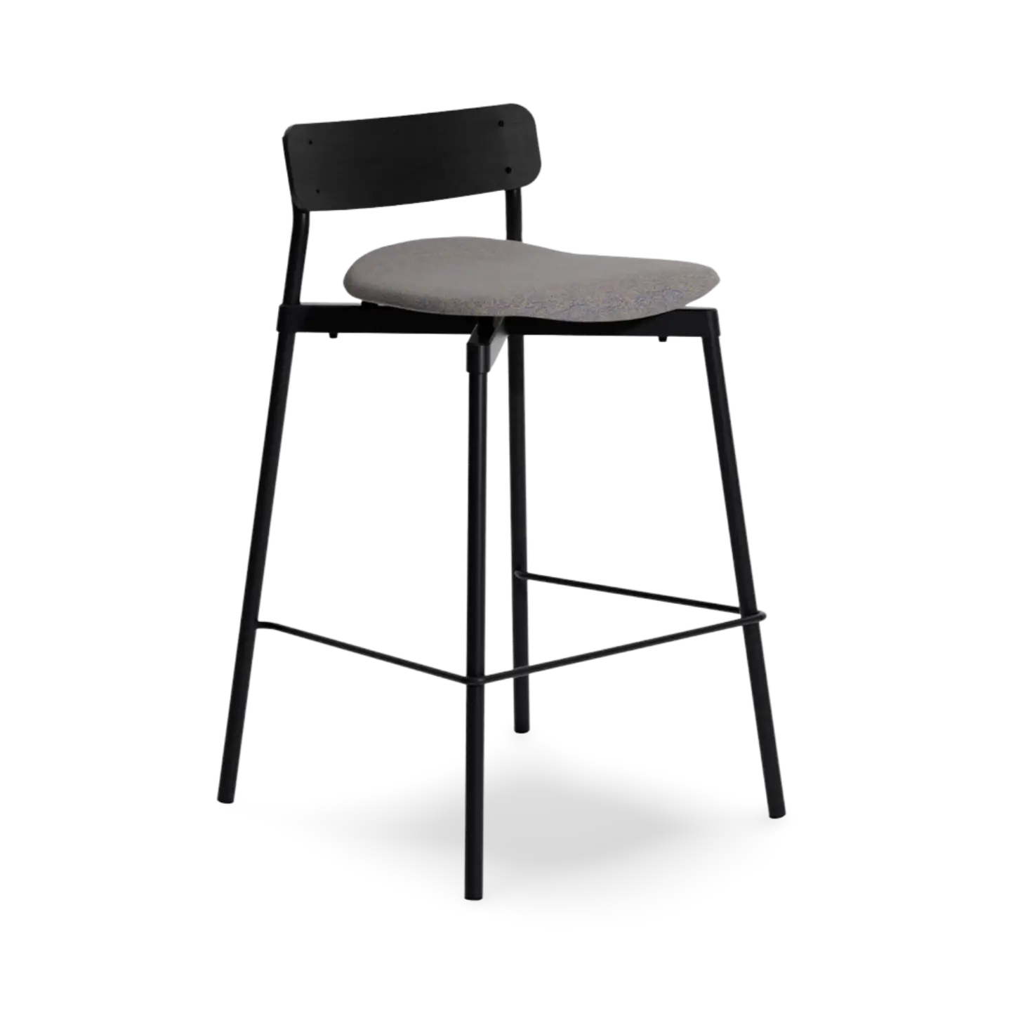 Fromme Wood High Stool 65 cm Fabric Upholstered