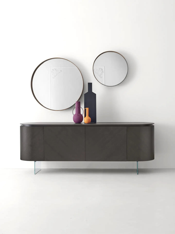 Opera Sideboard – 3 Doors – Glass Shelves & Metal Legs