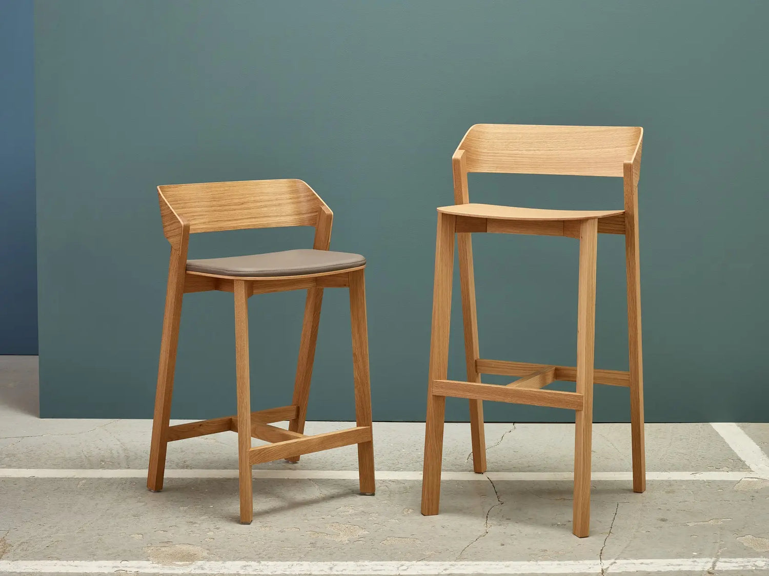 Tabouret de bar Merano - Placage/ Bois massif