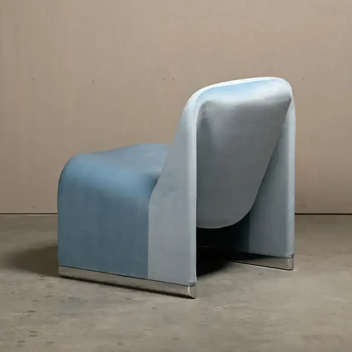 Giancarlo Piretti Alky Lounge Chair in Sky Blue Velvet
