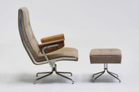 Fabric armchair with ottoman, 1960s