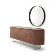 Opera Sideboard – 3 Doors – Glass Shelves & Metal Legs