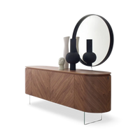 Buffet Opéra - 3 Portes - Étagères En Verre Et Pieds