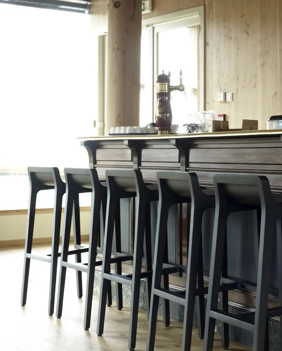 Emea Tabouret de bar 80 cm Siège en bois Dossier haut