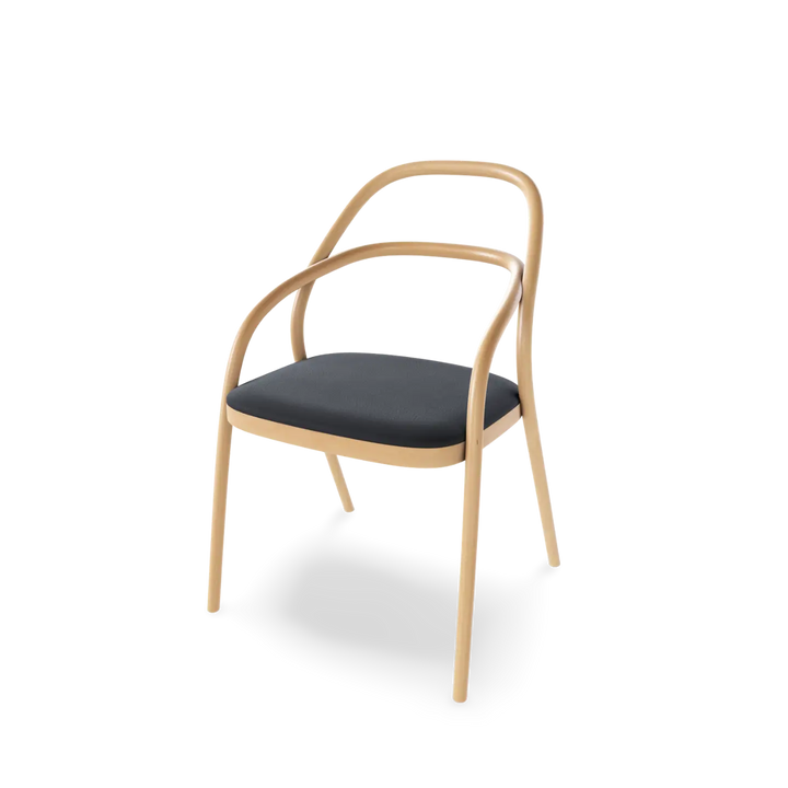 2 Chaise - Placage/ Bois massif et siège rembourré