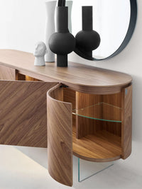 Opera Sideboard – 3 Doors – Glass Shelves & Metal Legs