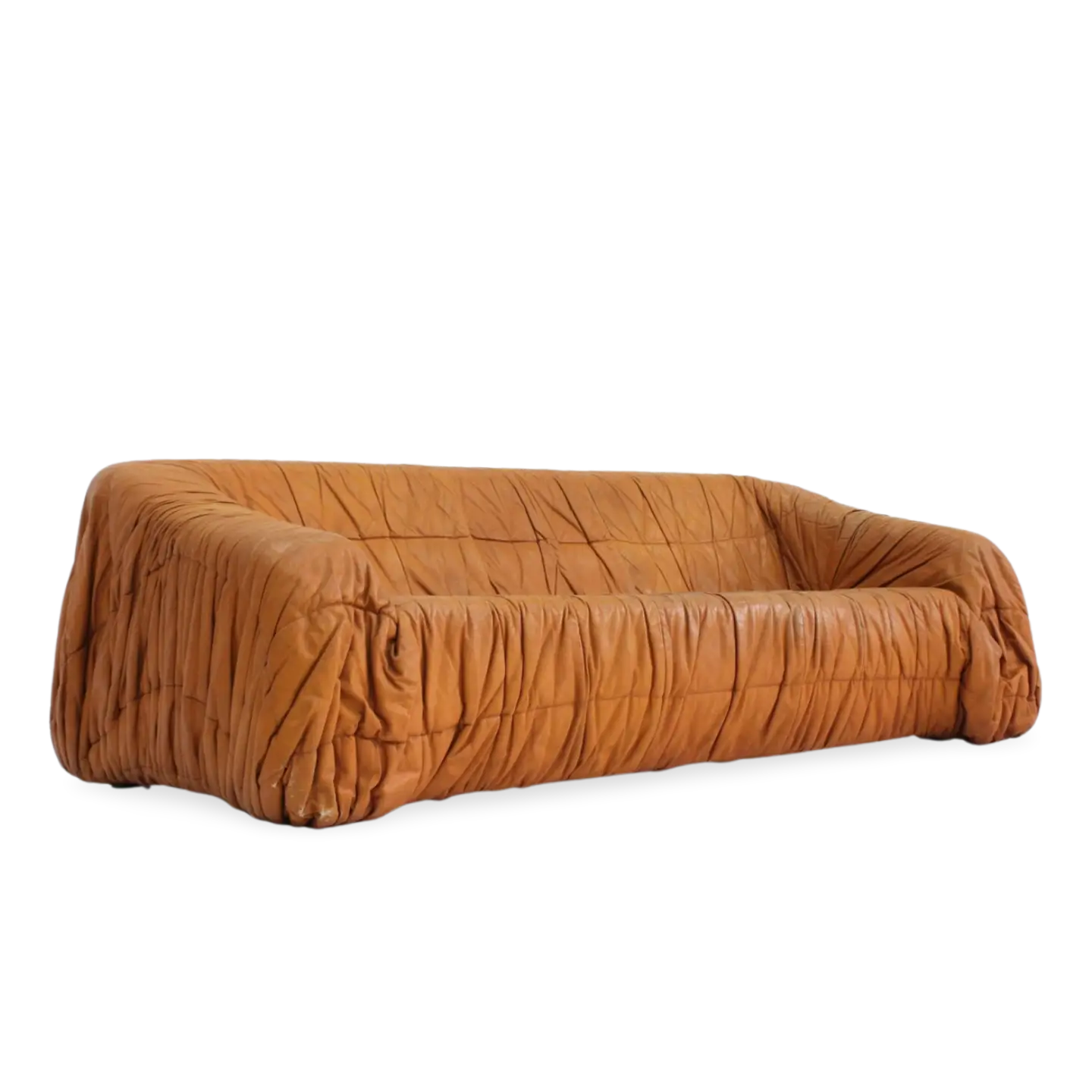 'Piumino' Cognac leather sofa