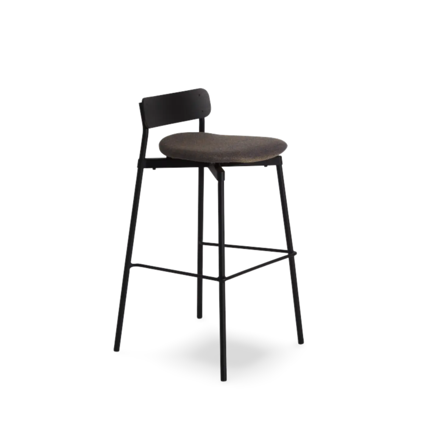 Fromme Wood High Stool 75 cm Fabric Upholstered