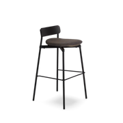 Fromme Wood High Stool 75 cm Fabric Upholstered