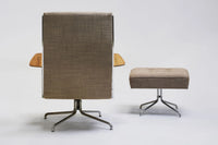 Fabric armchair with ottoman, 1960s