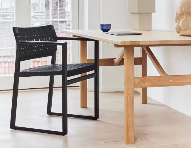 Fauteuil BM62 en toile de lin, modèle 3362