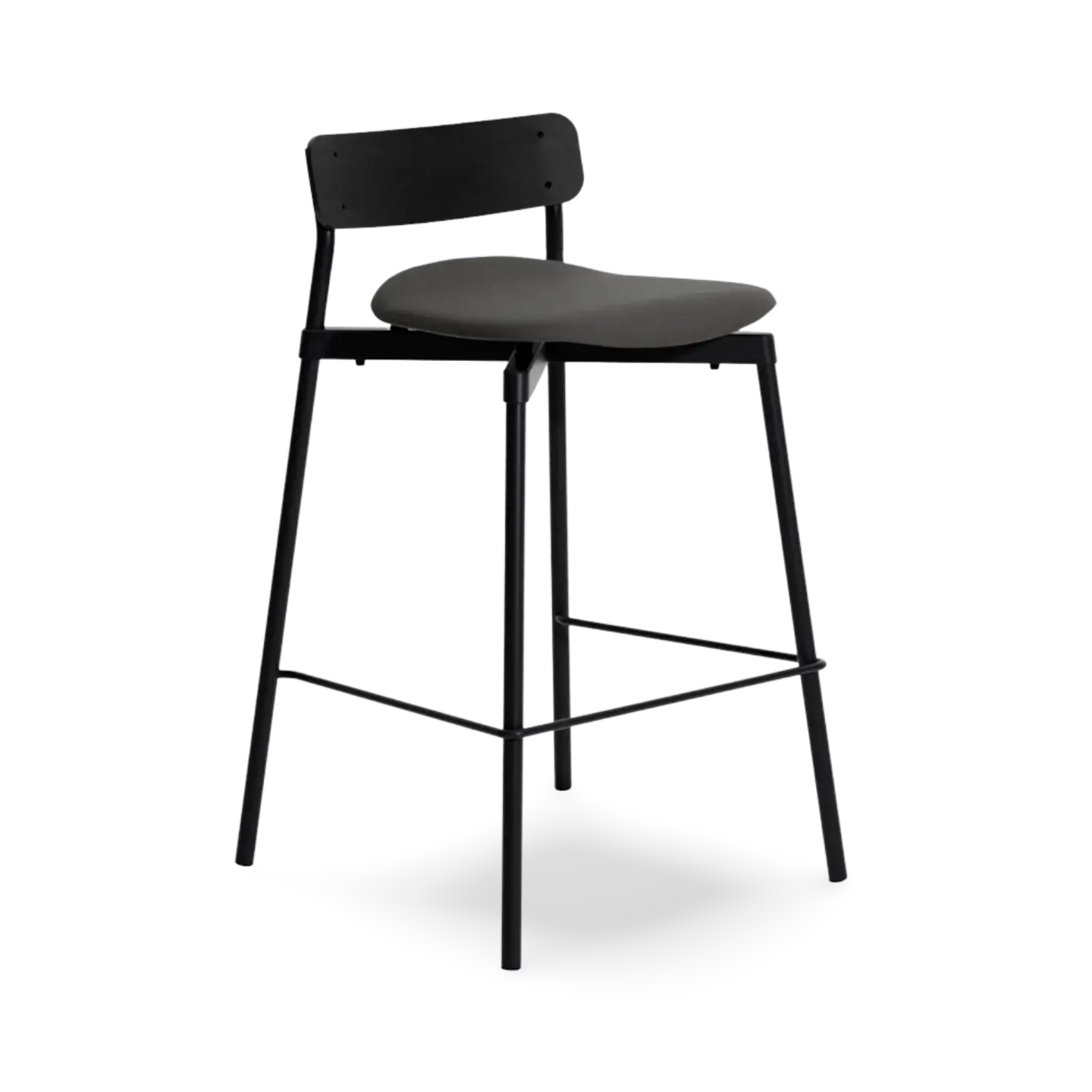 Fromme Wood High Stool 65 cm Leather Upholstered