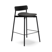 Fromme Wood High Stool 65 cm Leather Upholstered