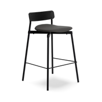 Fromme Wood High Stool 65 cm Leather Upholstered