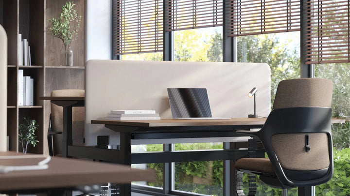 MOTION Sit Stand Desk - 2 Person Bench Metal Legs