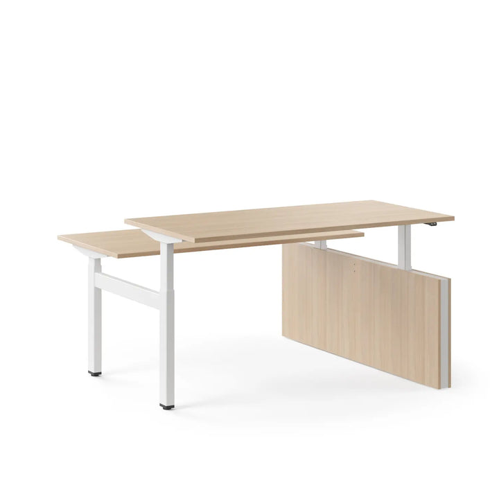 MOTION Sit Stand Desk - 2 Person Bench with Privacy Panel