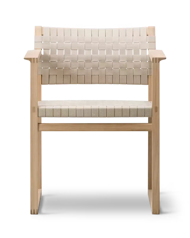 Fauteuil BM62 en toile de lin, modèle 3362