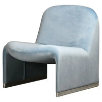 Giancarlo Piretti Alky Lounge Chair in Sky Blue Velvet