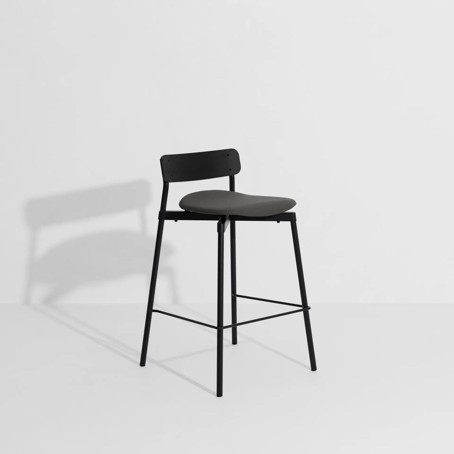 Fromme Wood High Stool 65 cm Leather Upholstered