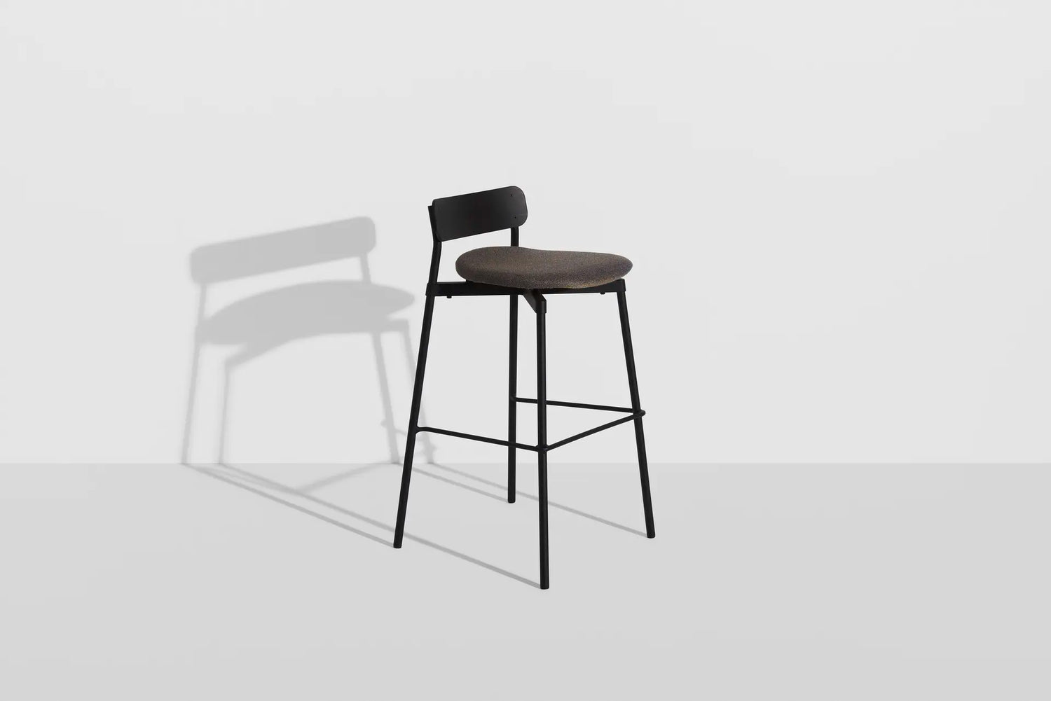 Fromme Wood High Stool 75 cm Fabric Upholstered