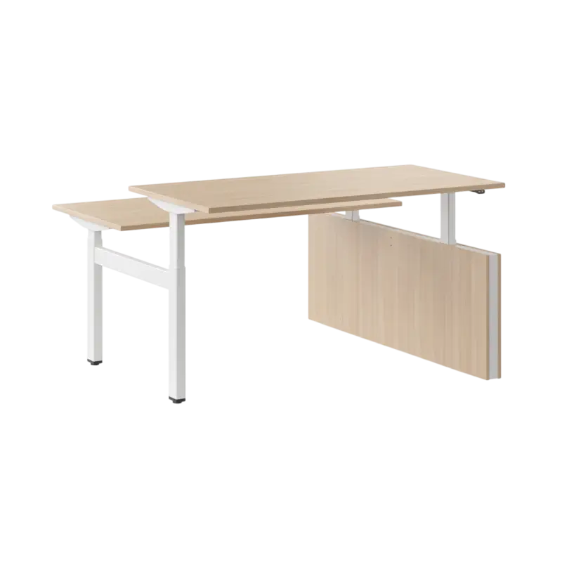 MOTION Sit Stand Desk - 2 Person Bench with Privacy Panel