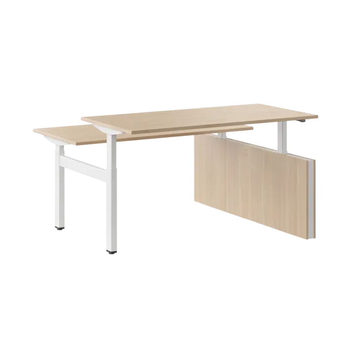 MOTION Bureau assis-debout - banc pour 2 personnes avec panneau d'intimité